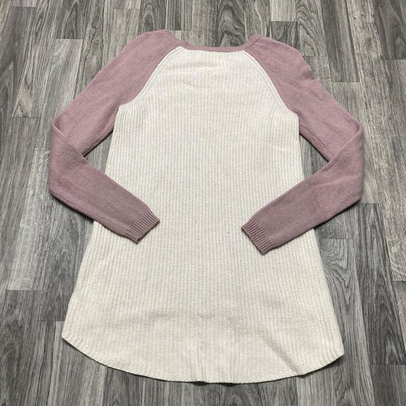 ANN TAYLOR LOFT Round Neck Cream/Mauve Merino Wool Blend Sweater Women's Size S - Picture 7 of 11